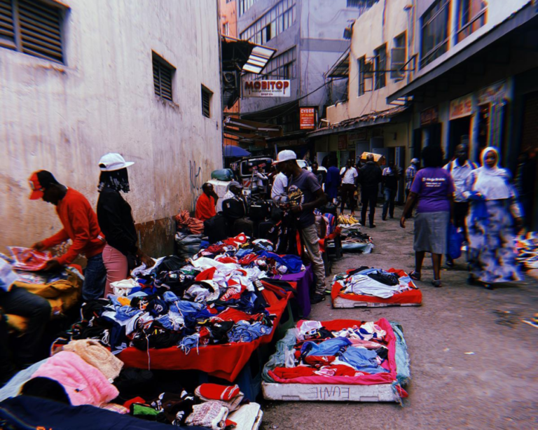 Pre-loved clothing at a Kenyan market